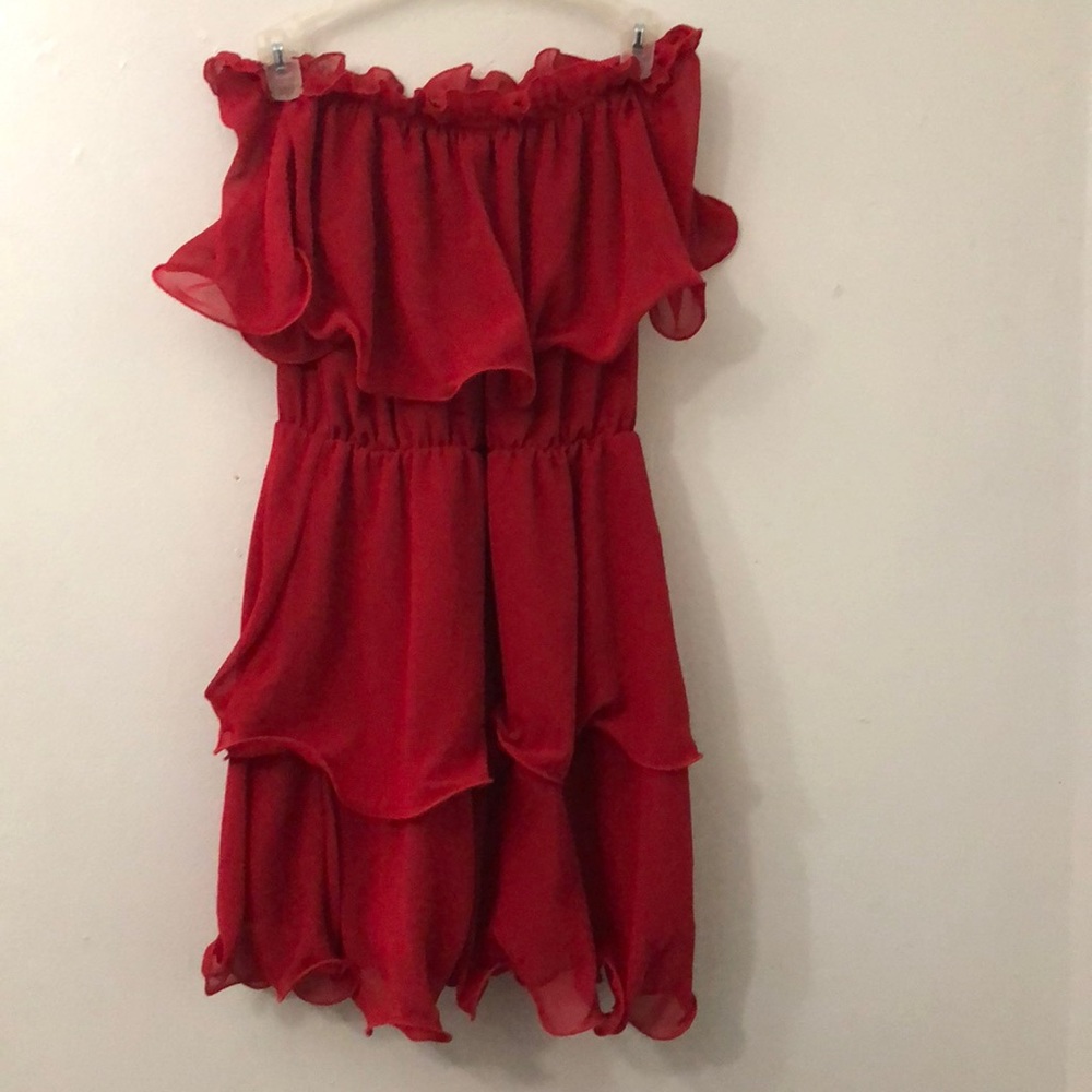 PrettyLittleThing Red chiffon dress